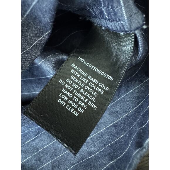 Lafayette 148 Poplin Blouse Shirt Blue Pinstripe Button Up L - Picture 4 of 7
